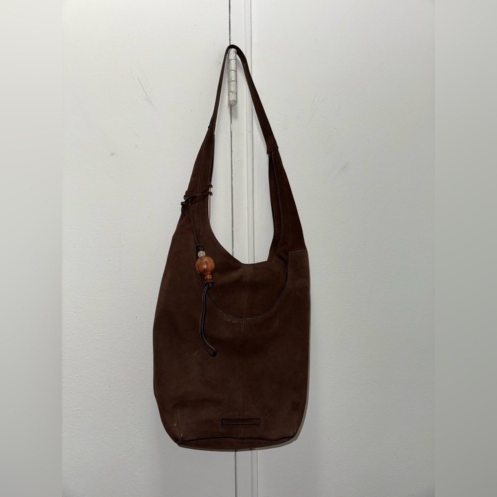 Y2K Lucky Brand Suede Chocolate Brown Hobo Bag with Tassel - Picture 6 of 6